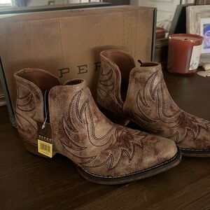 Brown Western Ankle Boots